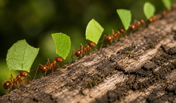 Business leaders collaborating as a team, illustrating organizational teamwork, communication, accountability, and coordinated leadership inspired by ant colonies.
