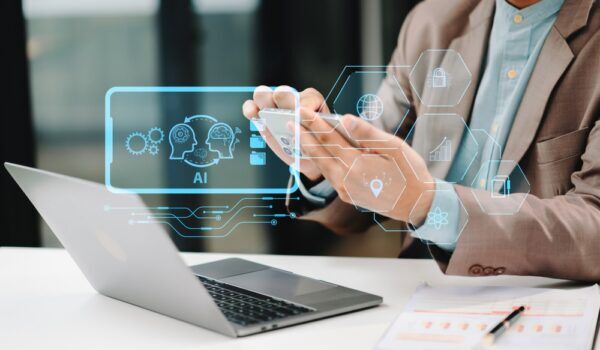 Business leader using AI automation for a small business customer renewal workflow